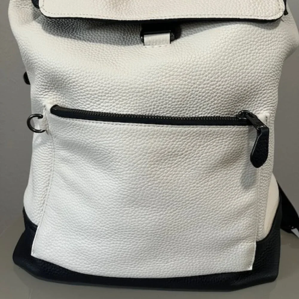 Coach Two-Tone Cream and Black Leather Backpack - Picture 4 of 14